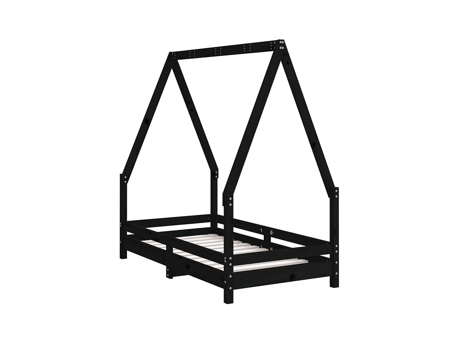 Cadre de lit pour enfant noir 70x140 cm bois de pin massif