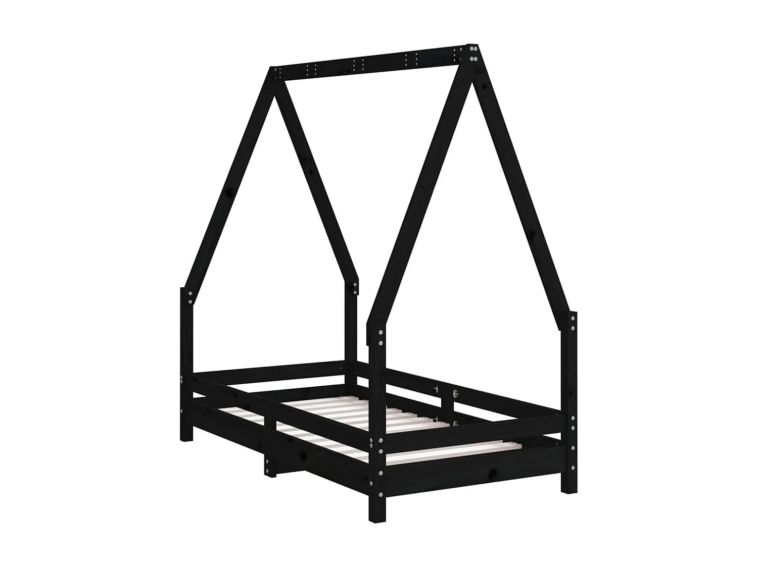 Cadre de lit pour enfant noir 70x140 cm bois de pin massif