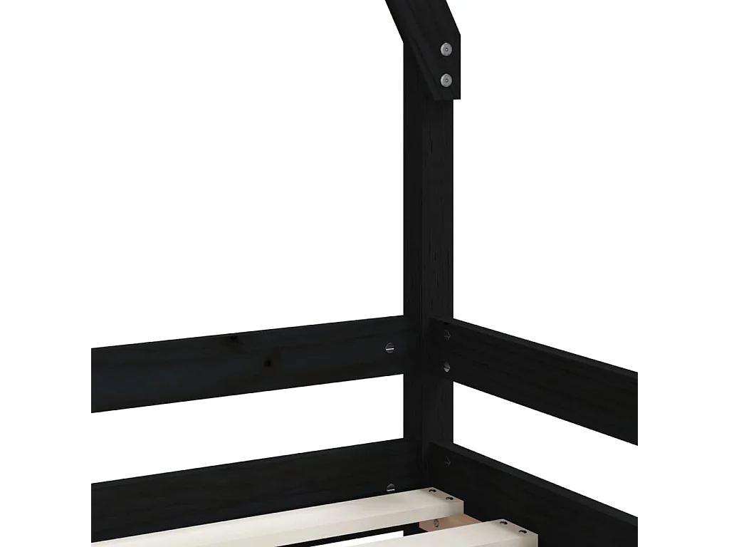 Cadre de lit pour enfant noir 70x140 cm bois de pin massif