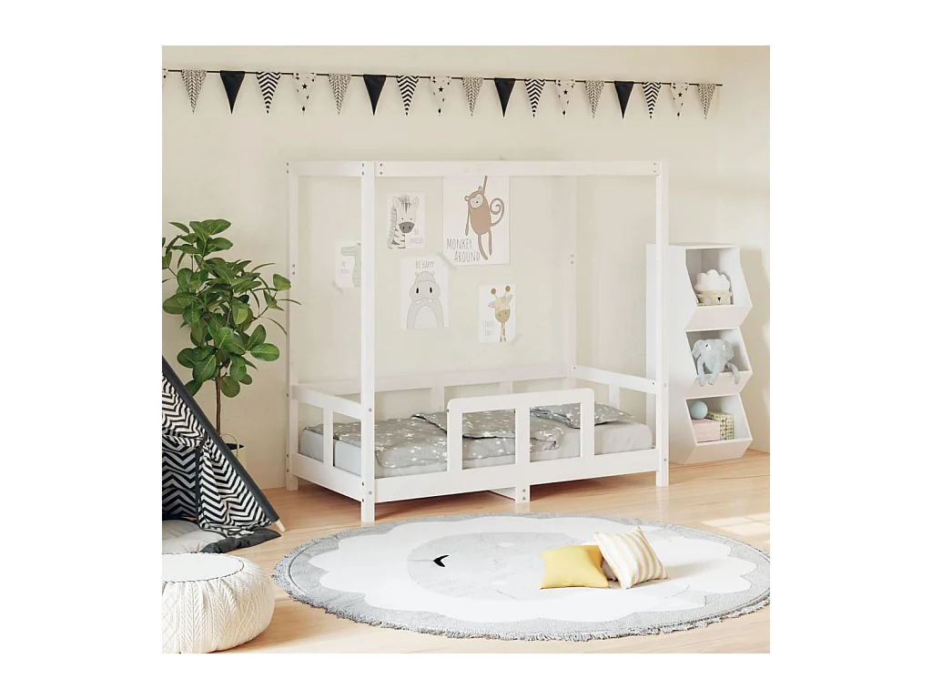Cadre de lit pour enfant blanc 70x140 cm bois de pin massif