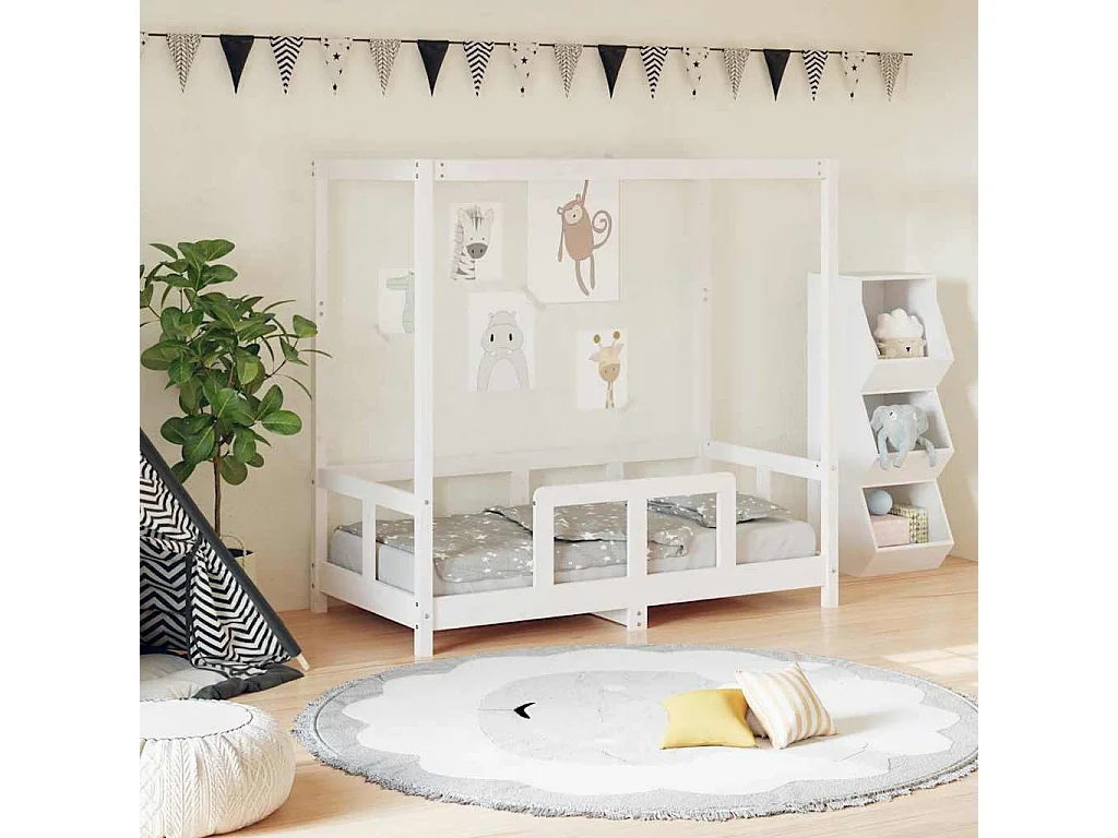 Cadre de lit pour enfant blanc 70x140 cm bois de pin massif