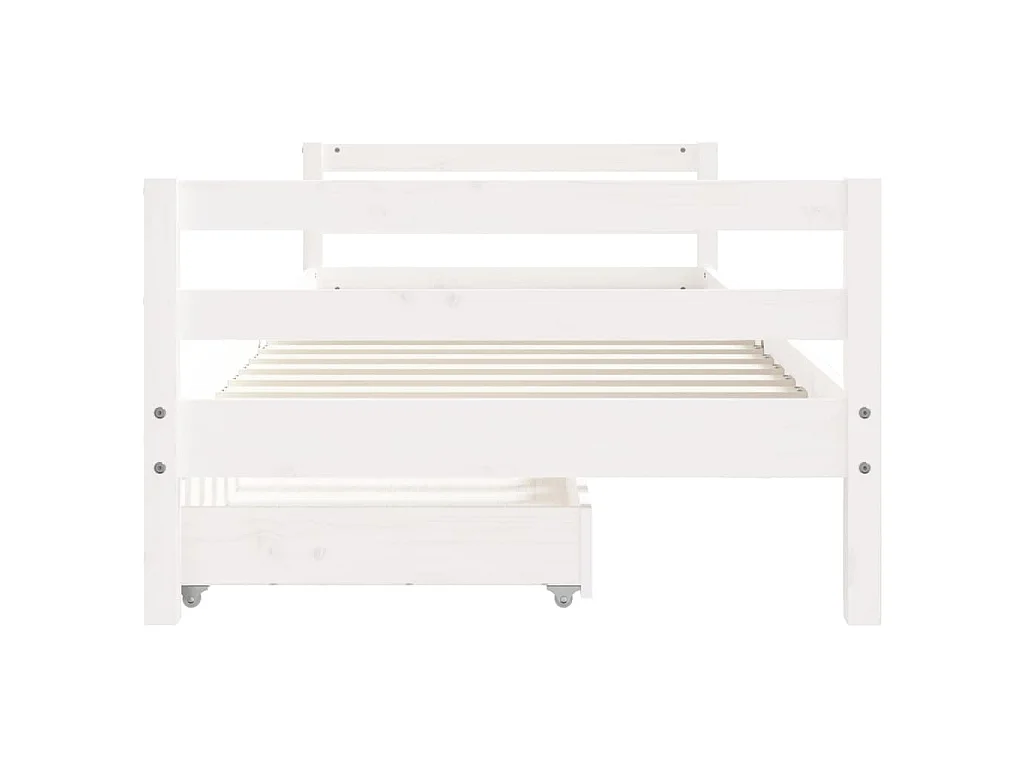 Cadre de lit enfant tiroirs blanc 80x200 cm bois de pin massif