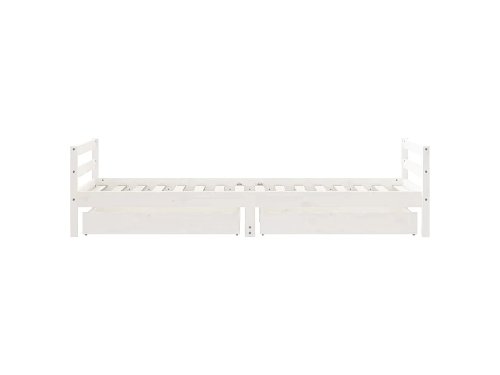 Cadre de lit enfant tiroirs blanc 80x200 cm bois de pin massif