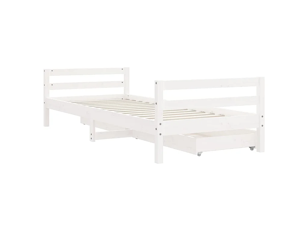 Cadre de lit enfant tiroirs blanc 80x200 cm bois de pin massif