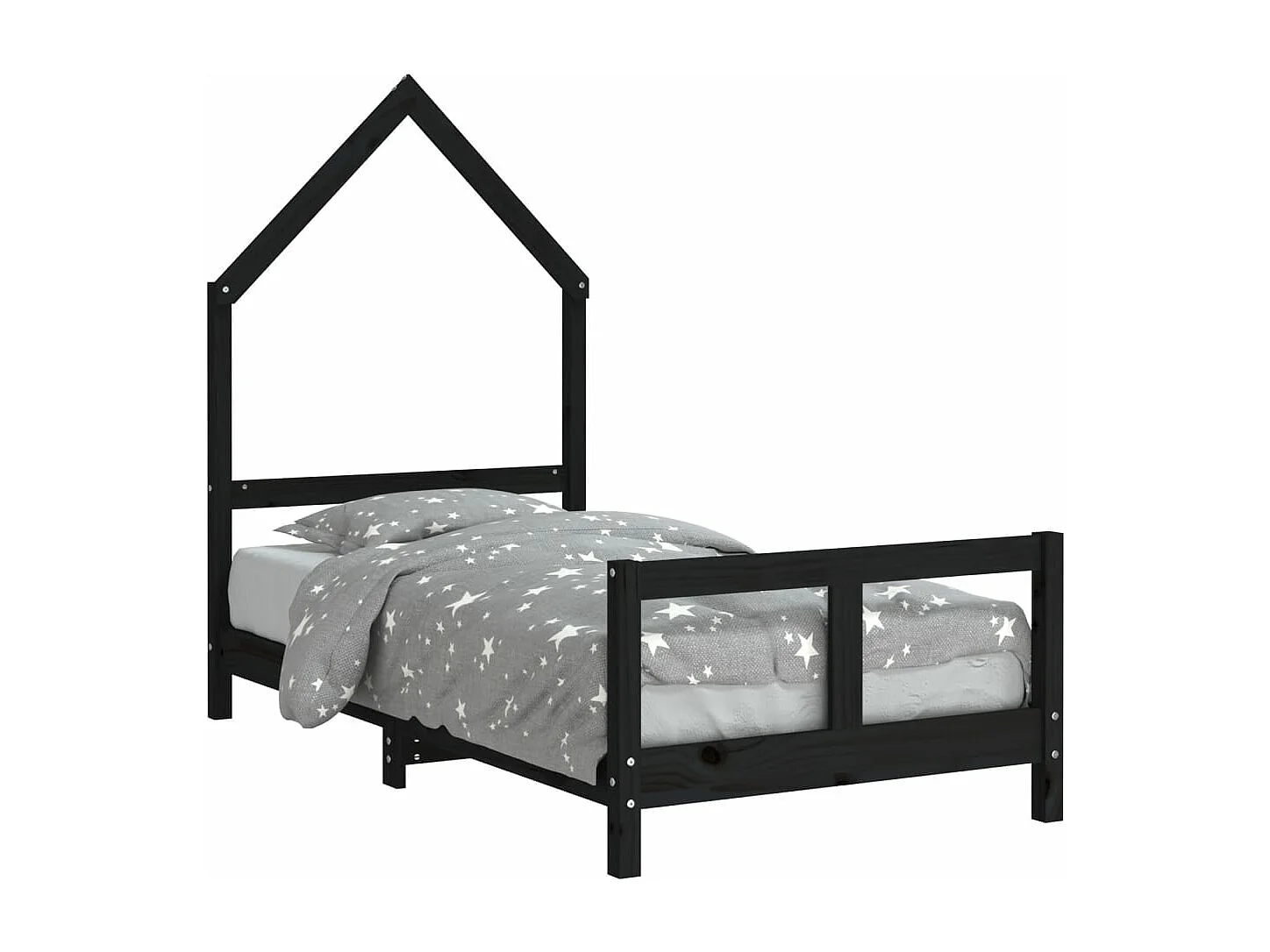 Kinderbett Schwarz 80x160 cm Massivholz Kiefer