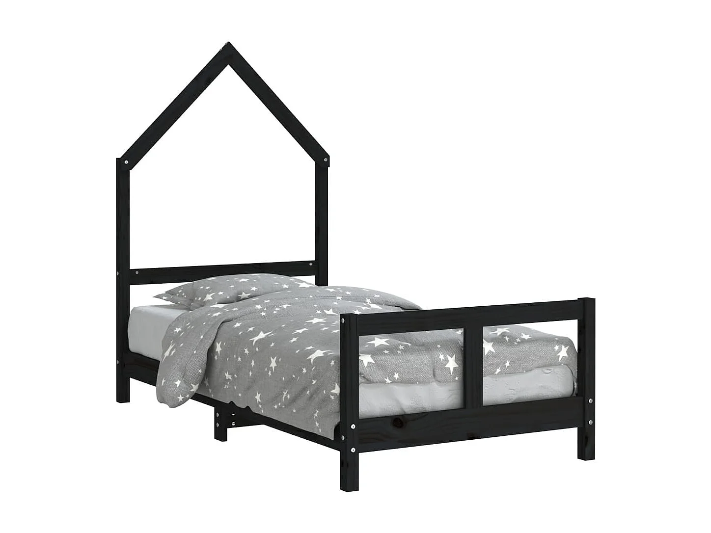 Cadre de lit pour enfant noir 80x160 cm bois de pin massif
