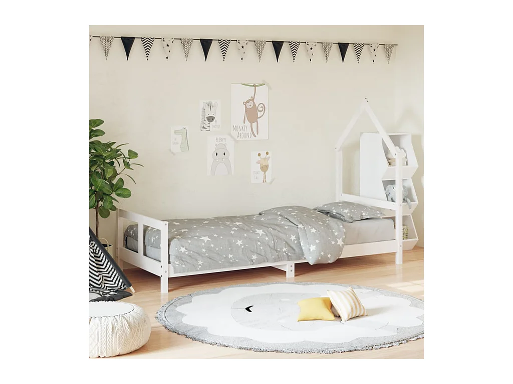 Cadre de lit pour enfants blanc 80x200 cm bois de pin massif