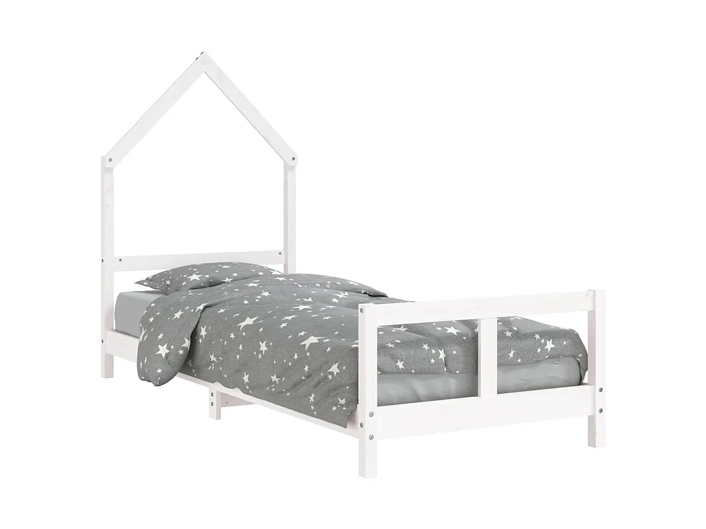 Kinderbedframe 80x200 cm massief grenenhout wit