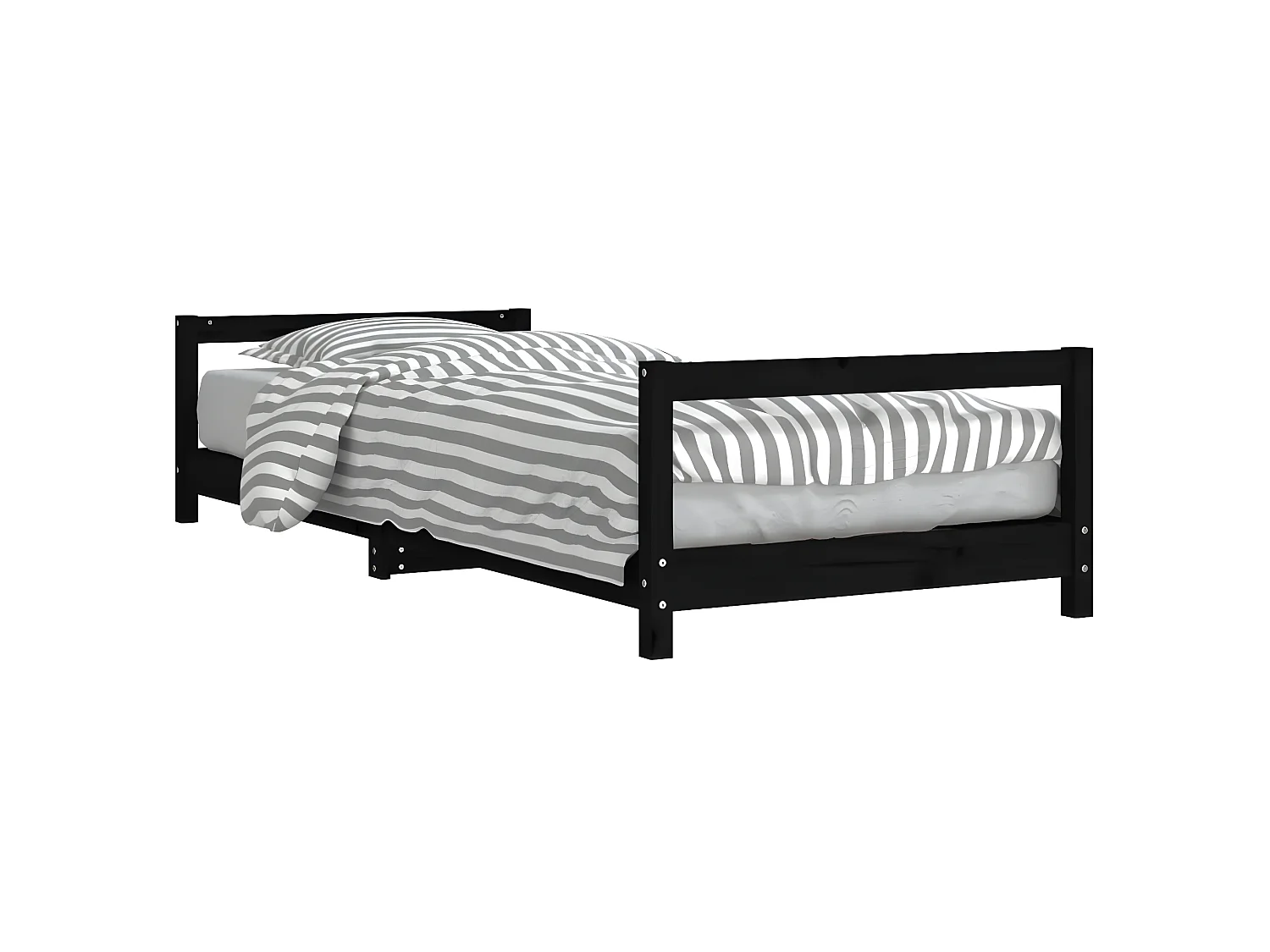 Cadre de lit pour enfants noir 90x190 cm bois de pin massif