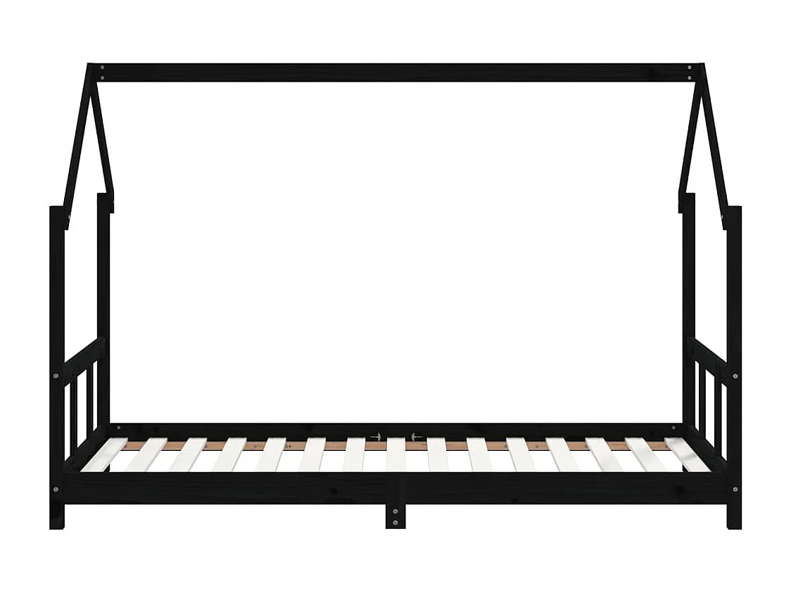 Cadre de lit pour enfants noir 90x190 cm bois de pin massif