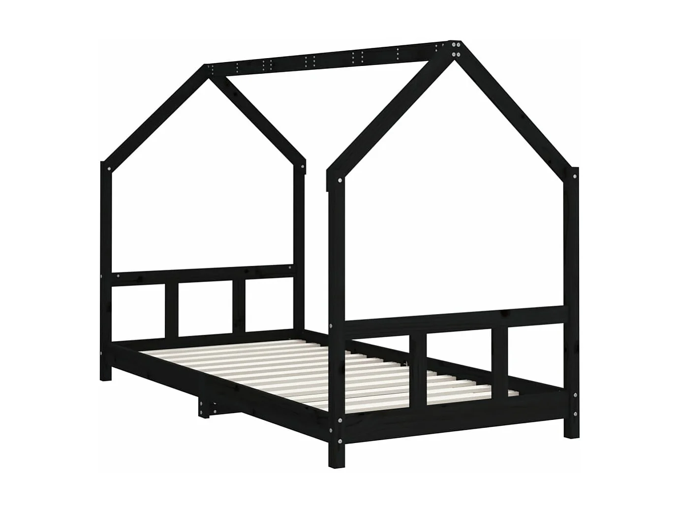 Cadre de lit pour enfants noir 90x190 cm bois de pin massif