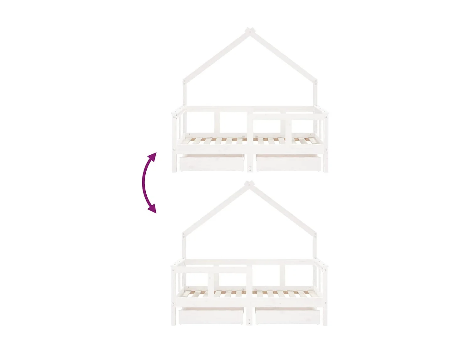 Estructura cama niños con cajones madera pino blanco 70x140 cm