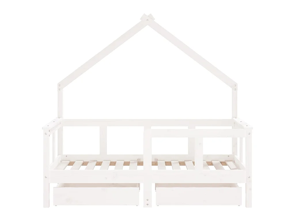 Estrutura cama infantil c/ gavetas 70x140cm pinho maciço branco