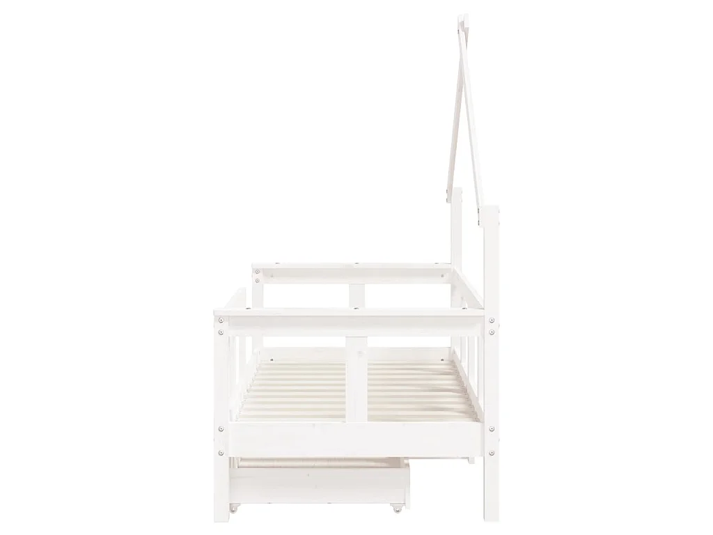 Estrutura cama infantil c/ gavetas 70x140cm pinho maciço branco