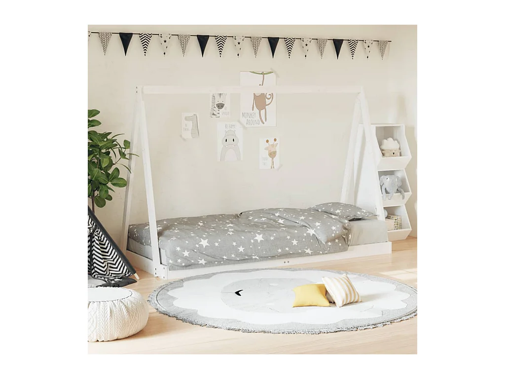 Cadre de lit pour enfants blanc 80x200 cm bois de pin massif