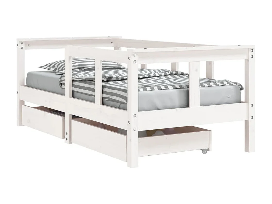 Giroletto Bambini con Cassetti Bianco 70x140cm Massello di Pino