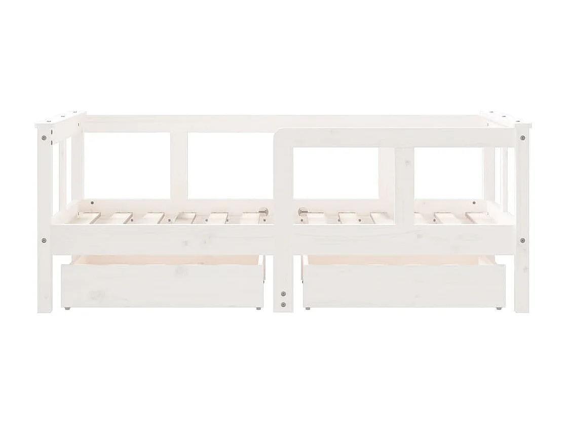 Estrutura cama infantil c/ gavetas 70x140cm pinho maciço branco