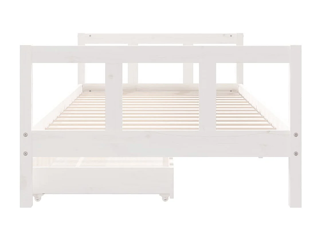 Cadre de lit enfant tiroirs blanc 90x200 cm bois de pin massif