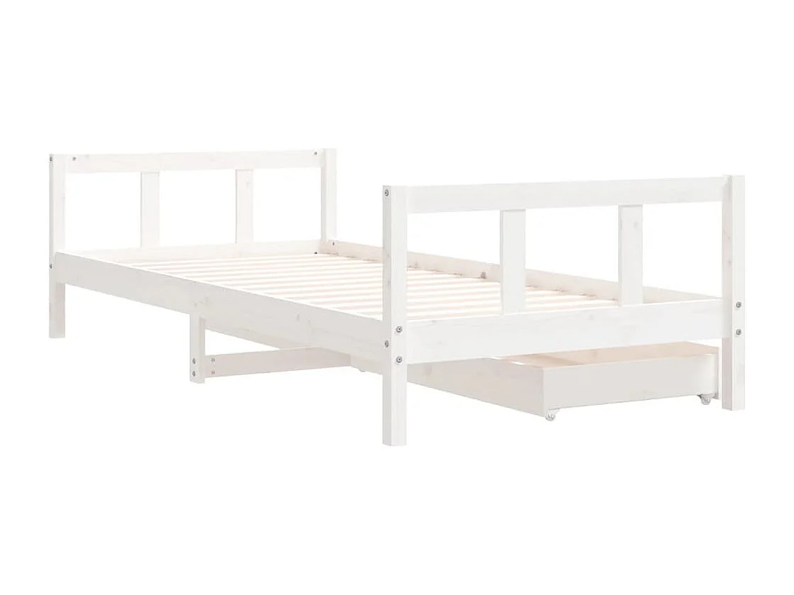 Cadre de lit enfant tiroirs blanc 90x200 cm bois de pin massif