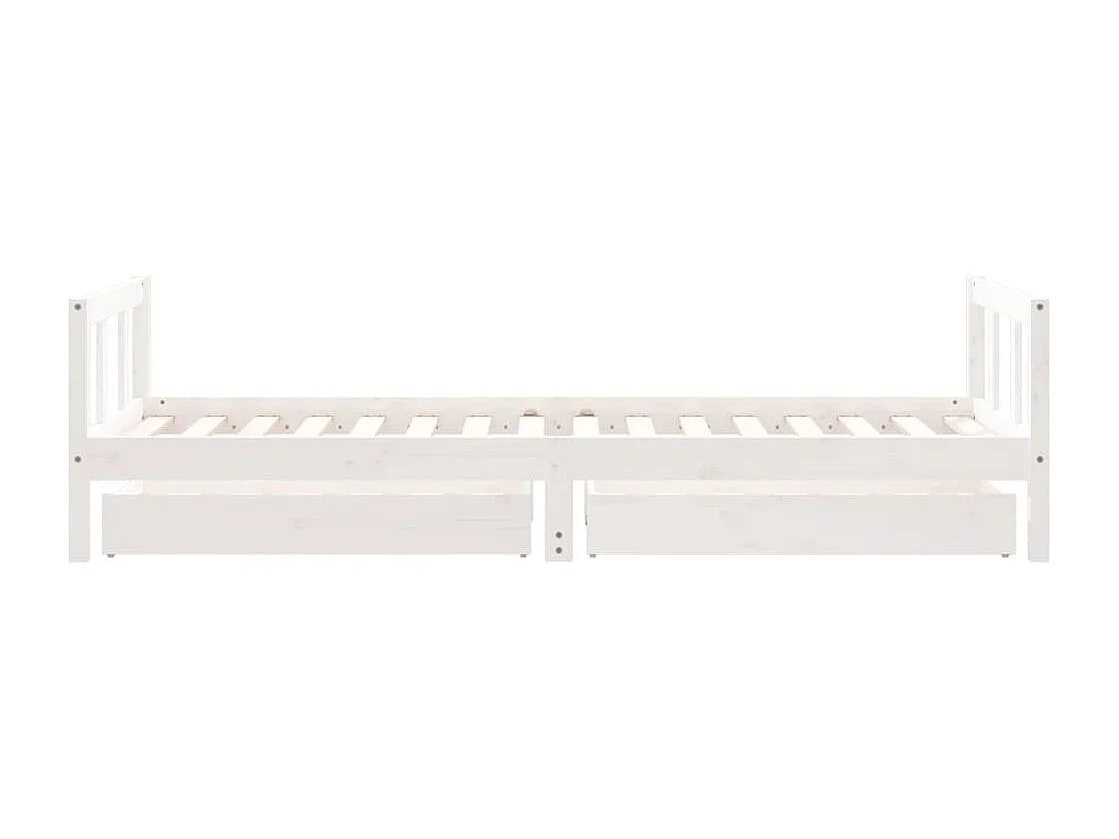 Cadre de lit enfant tiroirs blanc 90x200 cm bois de pin massif