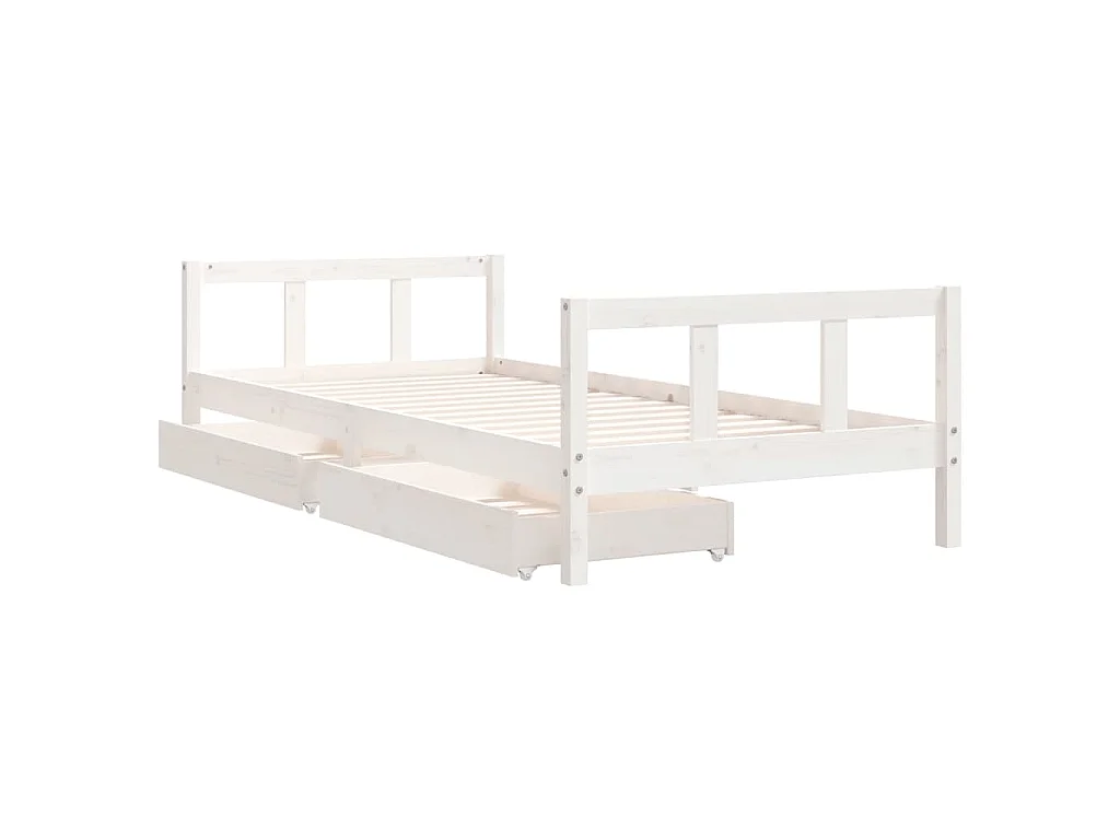 Kinderbedframe 90x200 cm massief grenenhout wit