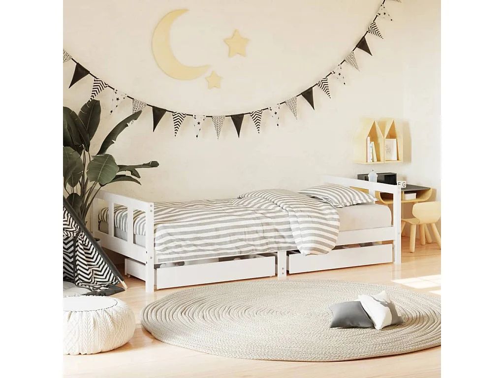 Giroletto Bambini con Cassetti Bianco 90x190 cm Massello Pino