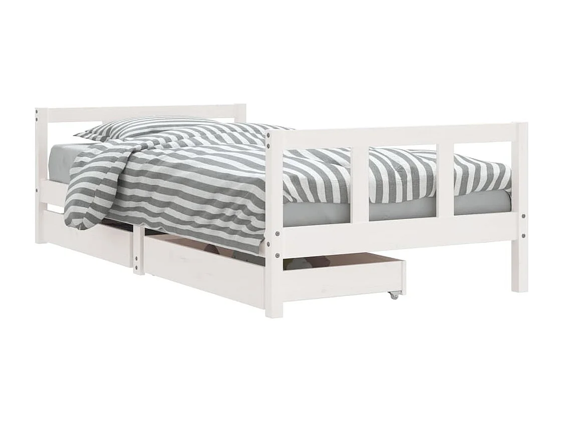 Cadre de lit d'enfants tiroirs blanc 90x190 cm bois pin massif