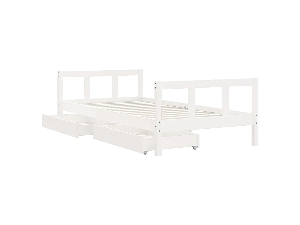 Cadre de lit d'enfants tiroirs blanc 90x190 cm bois pin massif