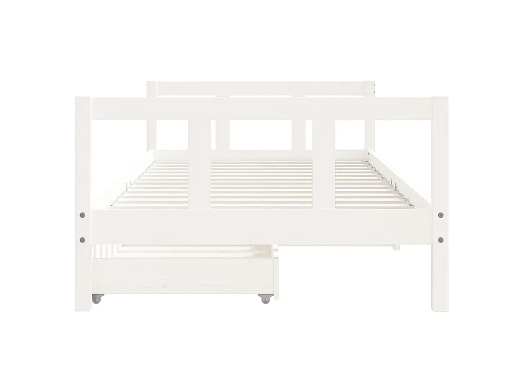 Cadre de lit d'enfants tiroirs blanc 90x190 cm bois pin massif