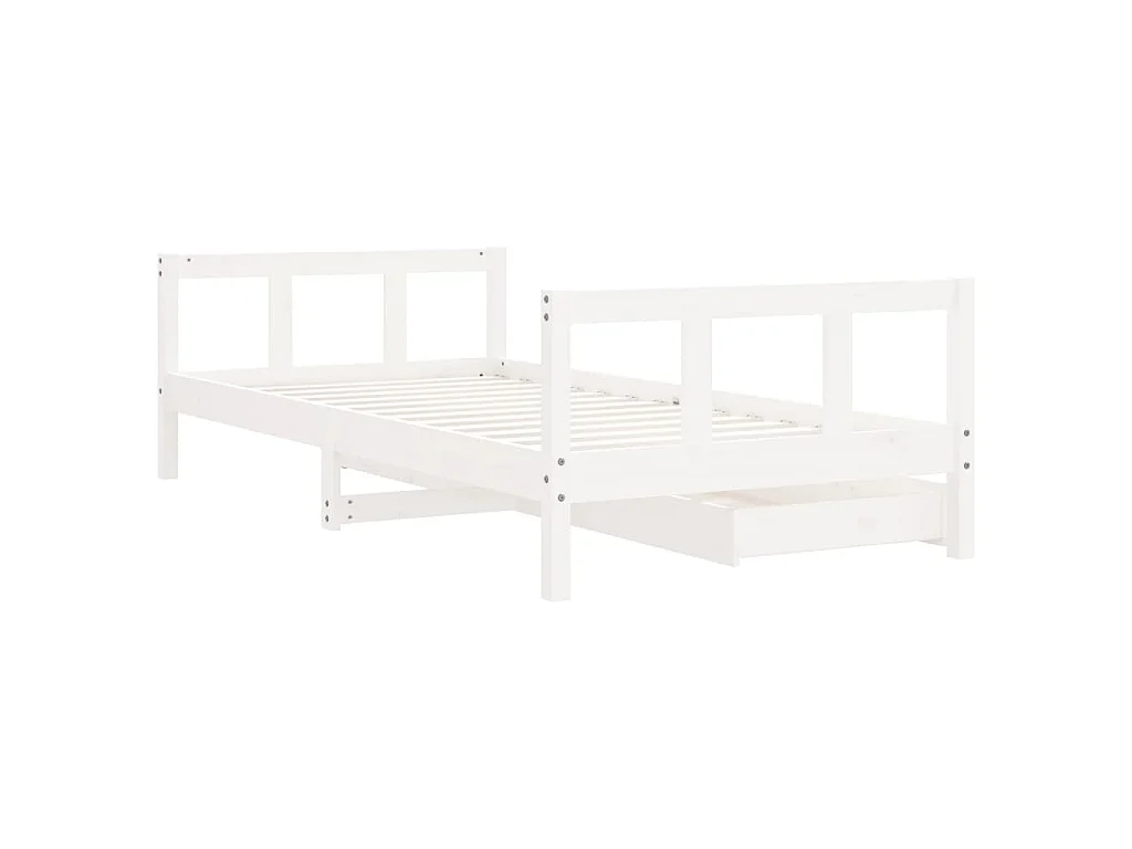 Cadre de lit d'enfants tiroirs blanc 90x190 cm bois pin massif