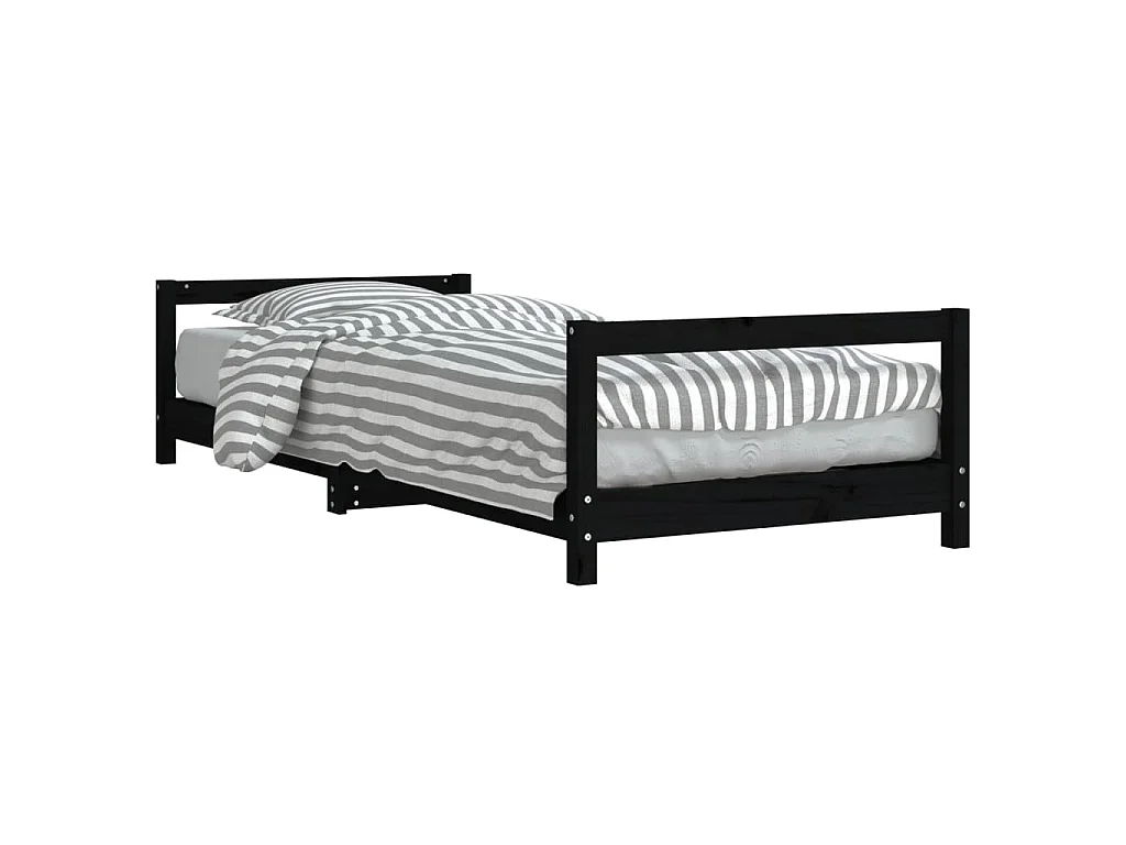 Cadre de lit pour enfants noir 90x200 cm bois de pin massif