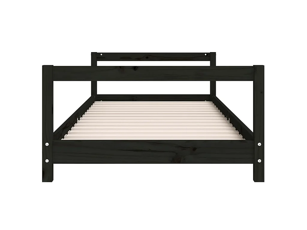 Cadre de lit pour enfants noir 90x200 cm bois de pin massif