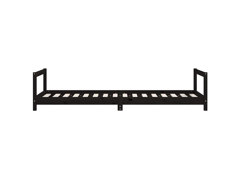 Cadre de lit pour enfants noir 90x200 cm bois de pin massif