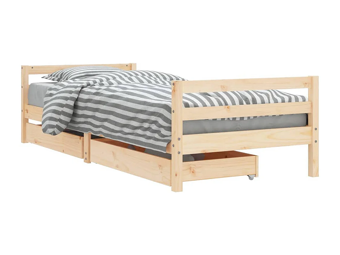 Estructura de cama infantil con cajones madera pino 90x190 cm
