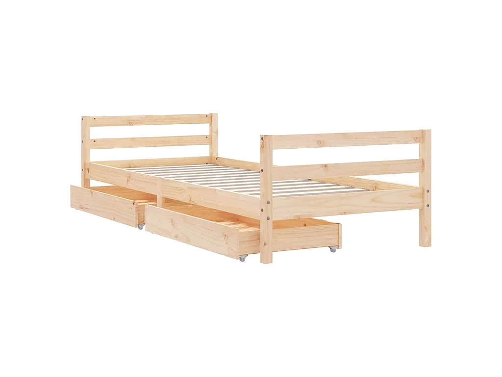 Cadre de lit d'enfants et tiroirs 90x190 cm bois de pin massif