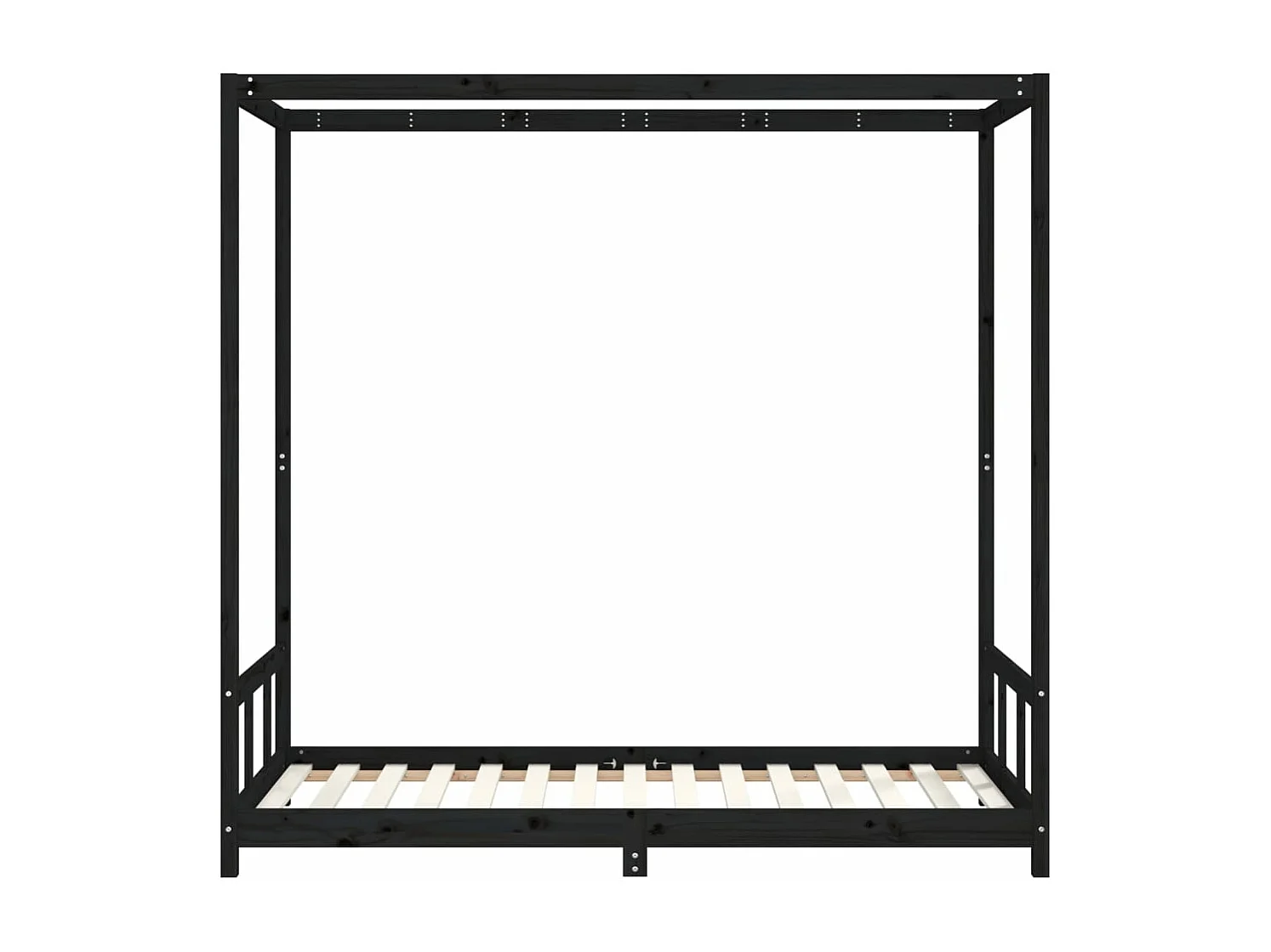 Kinderbett Schwarz 90x190 cm Massivholz Kiefer