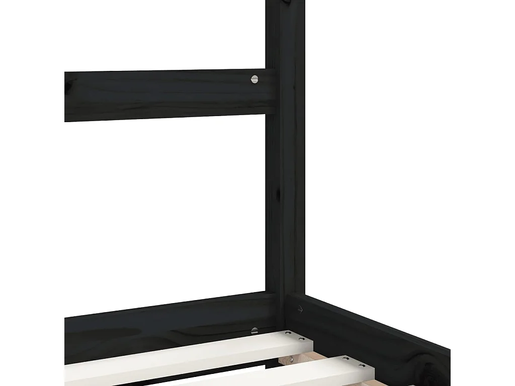 Kinderbett Schwarz 90x190 cm Massivholz Kiefer