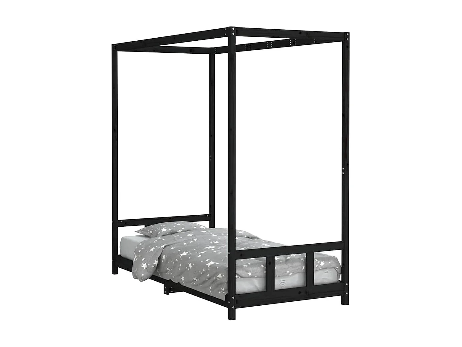 Cadre de lit pour enfants noir 90x190 cm bois de pin massif
