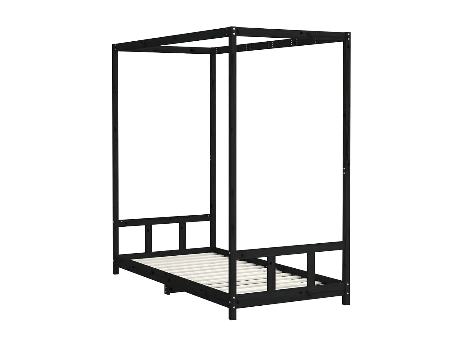 Cadre de lit pour enfants noir 90x190 cm bois de pin massif