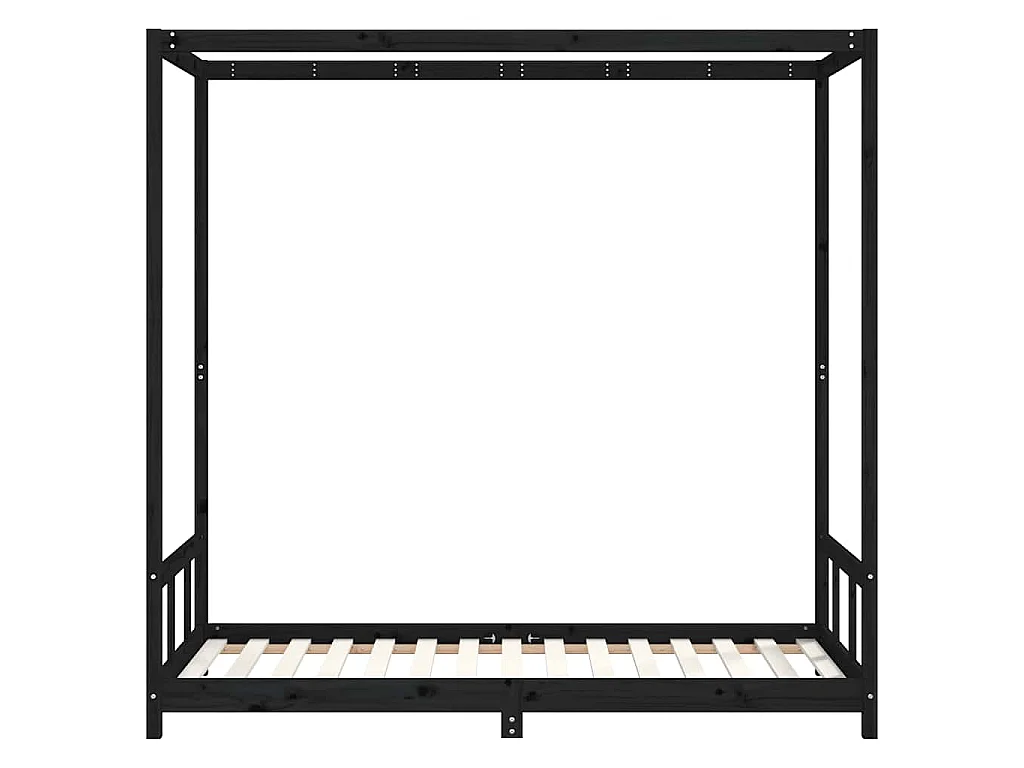 Cadre de lit pour enfants noir 90x190 cm bois de pin massif