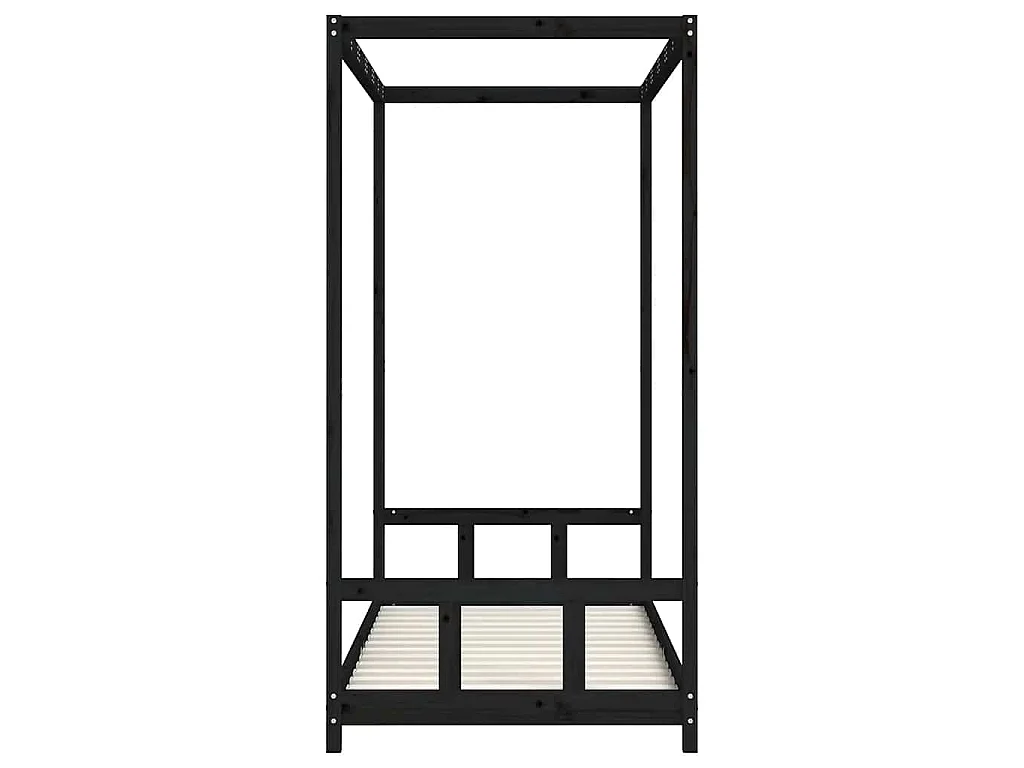 Cadre de lit pour enfants noir 90x190 cm bois de pin massif