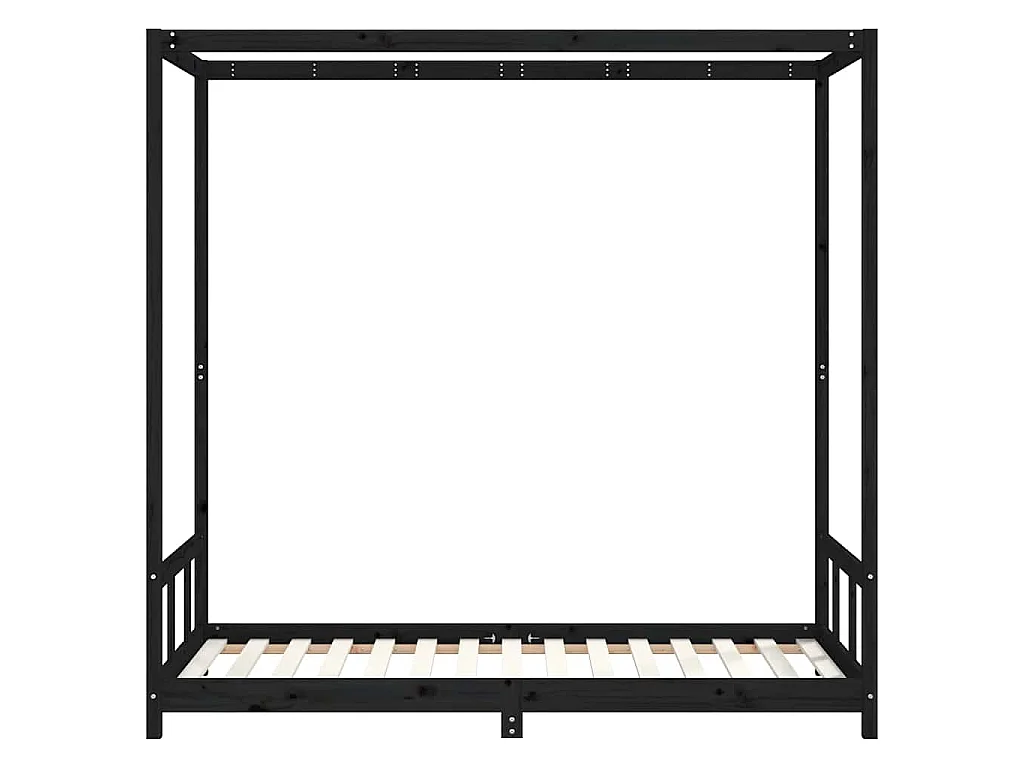 Cadre de lit pour enfants noir 90x190 cm bois de pin massif
