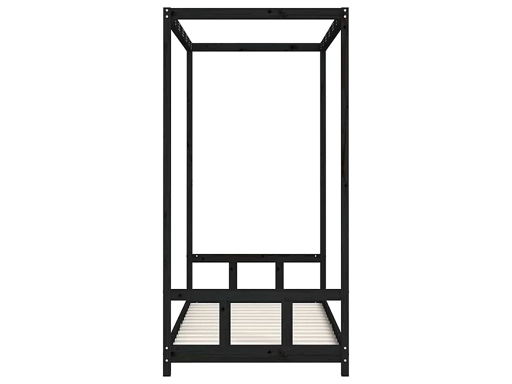 Cadre de lit pour enfants noir 90x190 cm bois de pin massif