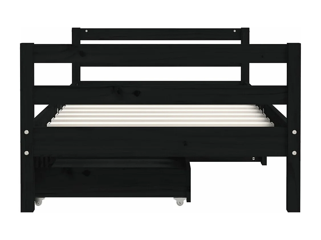 Cadre de lit pour enfant tiroirs noir 80x160 cm bois pin massif