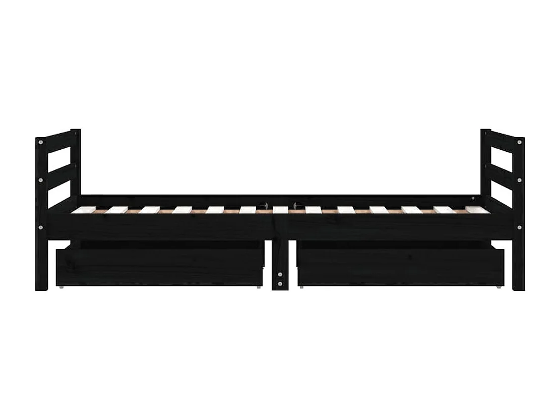 Cadre de lit pour enfant tiroirs noir 80x160 cm bois pin massif