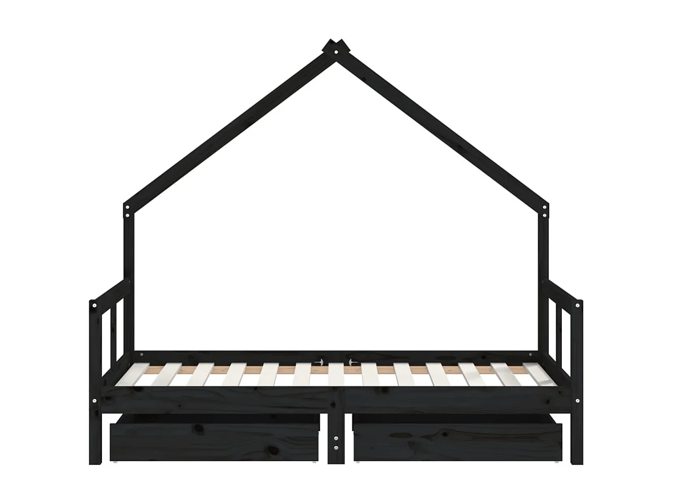 Cadre de lit pour enfant tiroirs noir 80x160 cm bois pin massif