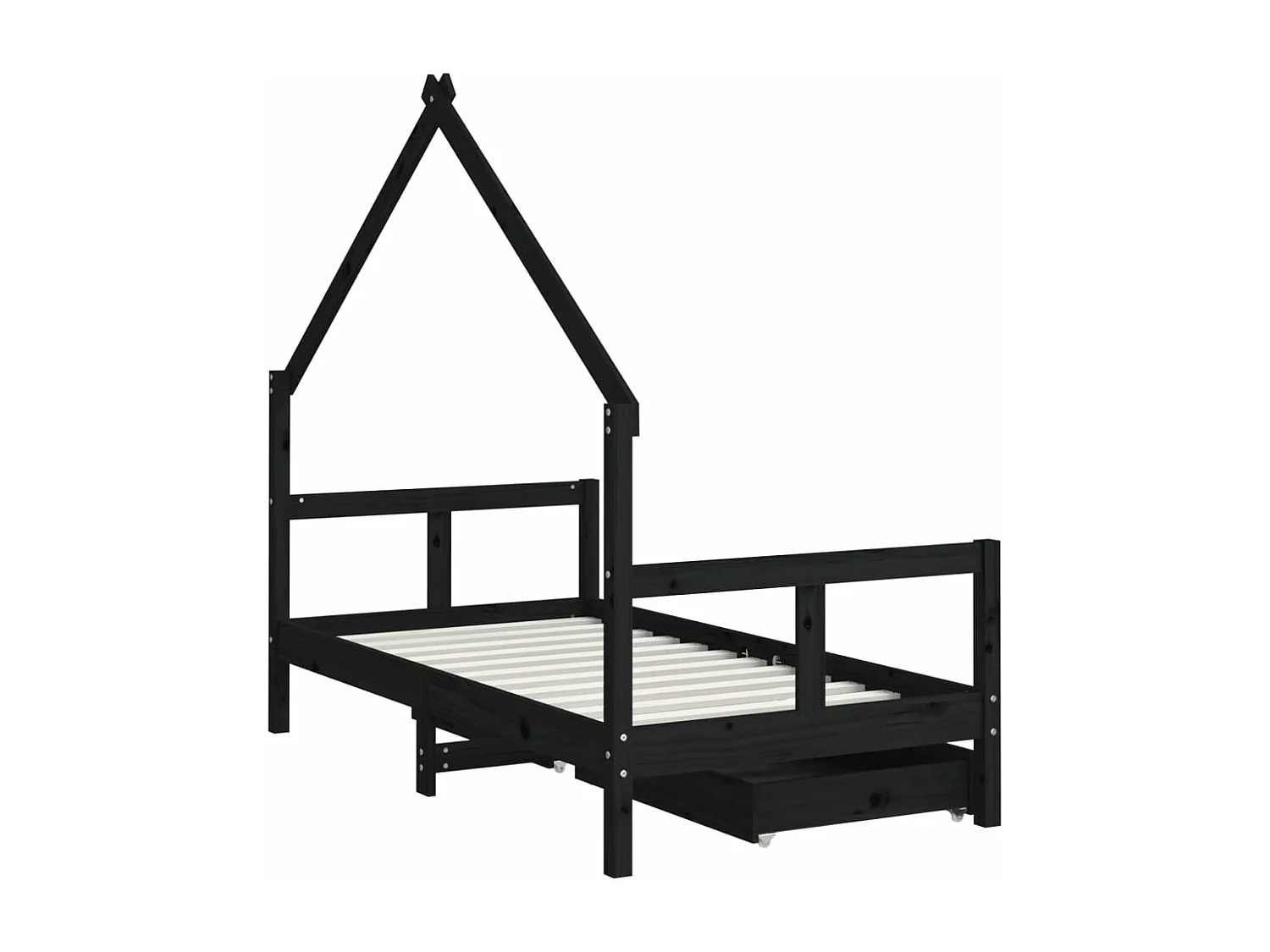 Cadre de lit pour enfant tiroirs noir 80x160 cm bois pin massif