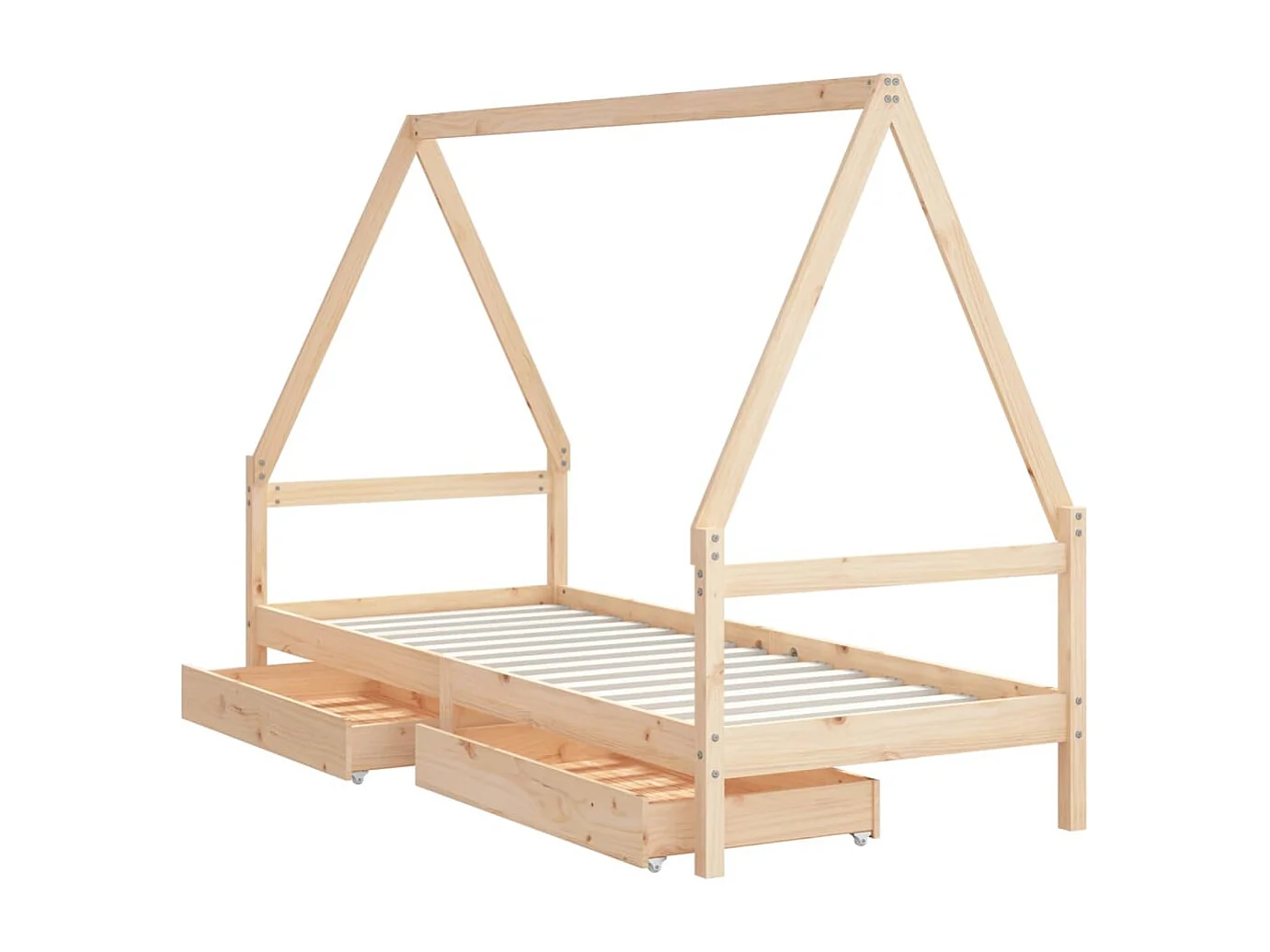 Cadre de lit enfant avec tiroirs 90x200 cm bois de pin massif