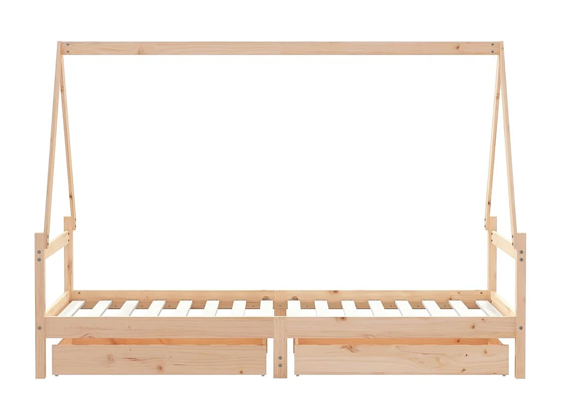 Cadre de lit enfant avec tiroirs 90x200 cm bois de pin massif