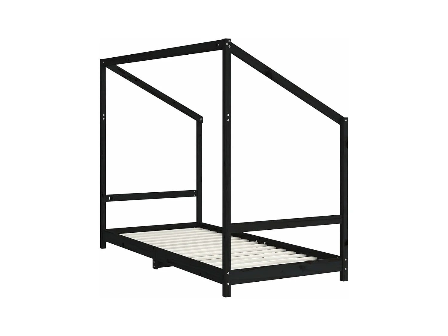 Kinderbett Schwarz 90x190 cm Massivholz Kiefer